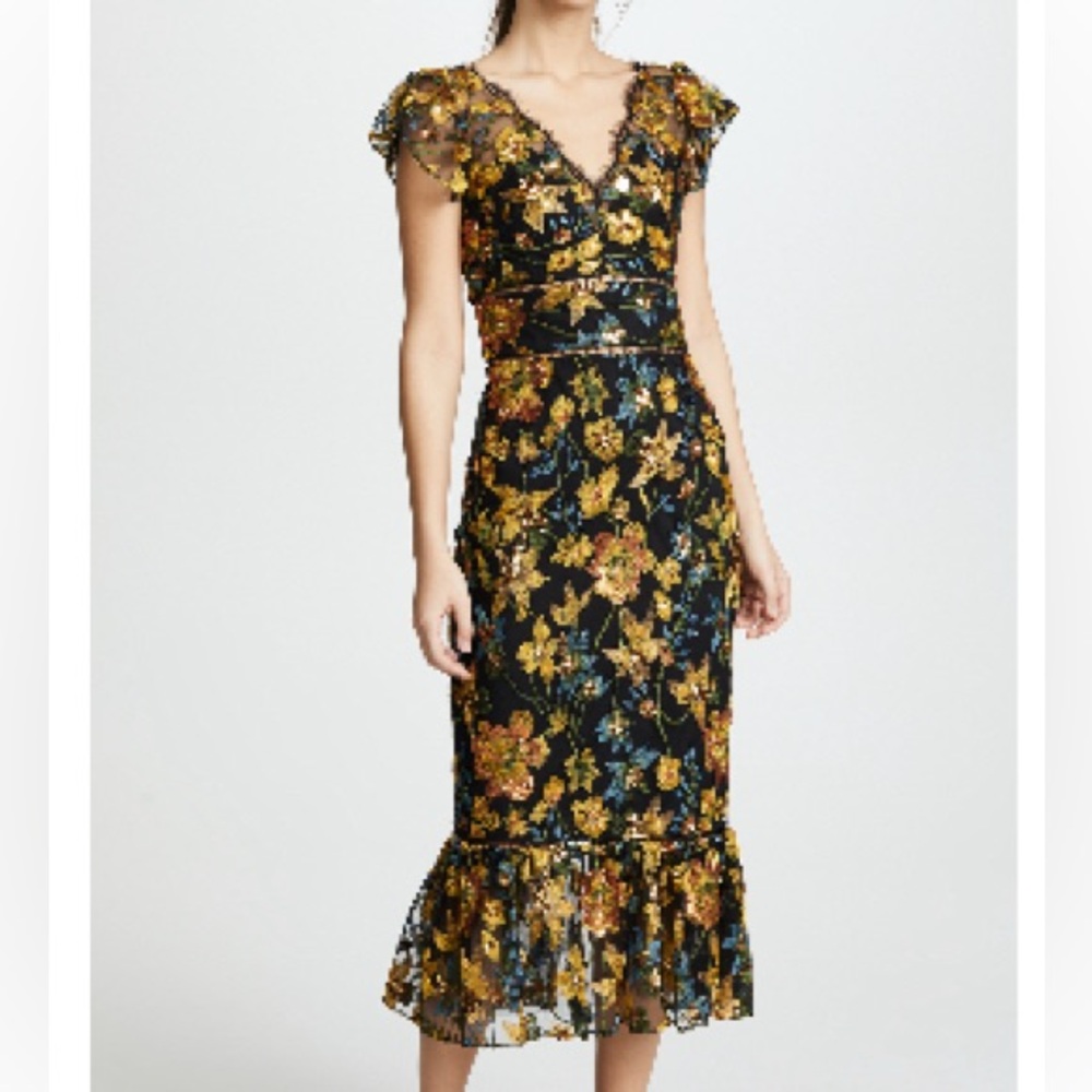 Chic Black Floral Midi Dress